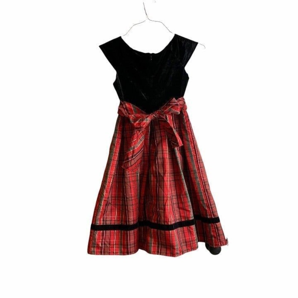 Sweetheart Rose for Dollie and Me Size 10 Christmas Dress Red Plaid Black Velvet - Picture 2 of 11